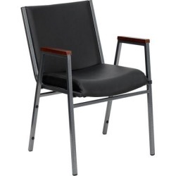 HERCULES Series Heavy Duty Black Vinyl Stack Chair with Arms