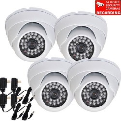 VideoSecu 4 Pack IR Day Night Vision Weatherproof Outdoor Vandal Proof Security Camera Built-in 1/3' Sony Effio CCD 700TVL 3.6mm Wide View Angle for