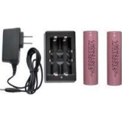 Universal Lithium Ion Charger + 2-Pk LG 18650 3.7 Volt Lithium Ion Batteries (2600 mAh)