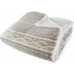 Lavish Home Flannel/Sherpa Blanket - Twin - Gray/Beige