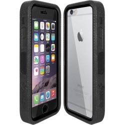 Amzer Black on Black Embedded Tempered Glass Rugged Case With Holster for Silver/Gold Apple iPhone 6 Plus / 6S Plus