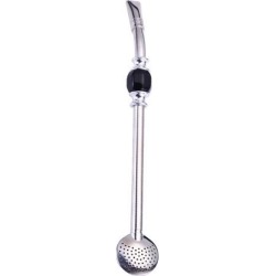 Stainless Steel Yerba Mate Straw Spoon Bombilla Tea Strainer Colander-Black