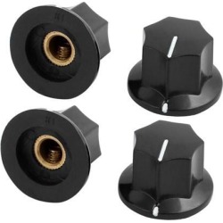 4Pcs 6mm Knurled Shaft Plastic Nonslip Potentiometer Control Rotary Knob Cap