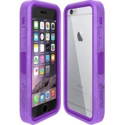 Amzer Purple on Purple Embedded Tempered Glass Rugged Case With Holster for Silver/Gold Apple iPhone 6 Plus / 6S Plus