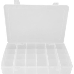 Unique Bargains Rectangle Clear White 24 Compartments Angling Fishing Storage Case Box