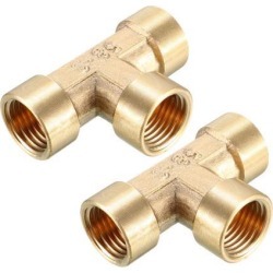 Brass Tee Pipe Fitting 1/4 PT Female Thread T Shaped Connector Coupler 2pcs