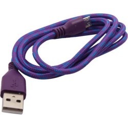 Nylon Braided USB 2.0 A Male to Micro B Charger Cable Purple for Android Phone