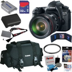 Canon 6d EOS 6D 20.1 MP CMOS Digital SLR Camera with EF 24-105mm f/4 L IS USM Lens + Canon Gadget Bag + LP-E6 Battery + 7pc Bundle 32GB Accessory Kit