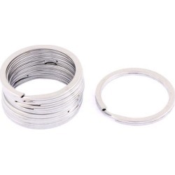 9 Pcs Metal Split Ring Keychain Keyring Key Holder 35mm Dia Silver Tone