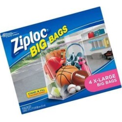 Ziploc Big Bag Double Zipper, X-Large, 4-Count 4 Count