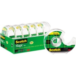 Scotch 6122 Magic Office Tape & Refillable Dispenser, 3/4' x 650', Clear, 6/Pack