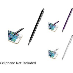 Insten Multiple 3-Pack Black / Purple / Silver 2-in-1 Capacitive Touch Screen Stylus Ballpoint Pen 1880728