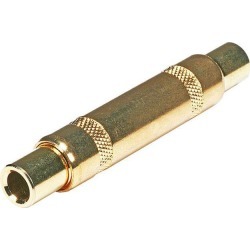 Monoprice Metal 1/4in (6.35mm) TRS Female to 1/4in (6.35mm) TRS Female Coupler, Gold Plated