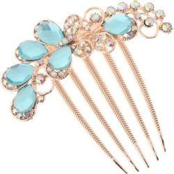 Handmade Bridal Hair Comb Crystal Headpiece Wedding Hair Clip Stick Sky Blue