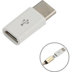 White Micro USB to USB Type-C Adapter