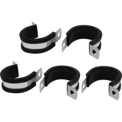 25mm Dia EPDM Rubber Lined P Clips Cable Hose Pipe Clamps Holder 5pcs