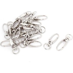 Unique Bargains 20pcs Silver Tone Metal Oval Shaped Trigger Lobster Clasp Hook Keyring Key Chain