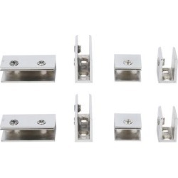 Home Zinc Alloy Door Glass Clamp Brackets Fixing Clips Holder Silver Tone 8 in 1
