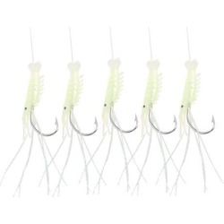 Unique Bargains 5 in 1 Luminous Soft Shrimps Fishing Lures on Nylon Line w 15# Fish Hook