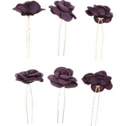 6 pcs Flower Hair Pin Wedding Bride Hair Access Hairpin Jewelry Purple