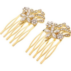 Korean Bride Hair Comb Retro Flower Hair Combs Simple Hair Ornament Gold