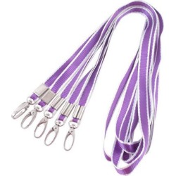 Unique Bargains Work ID Card Badge Key Holder Lobster Clasp Lanyard Neck Strap Purple White 5pcs
