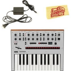 Korg Monologue Monophonic Analog Synthesizer - Silver Bundle with Power Suppl.