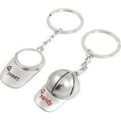Unique Bargains Unique Bargains 2 Pcs Alloy Ball Cap Sun Visor Hat Pendant Key Rings Chain for Lovers