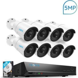 Reolink 5MP 16CH PoE Surveillance Camera System, 8 x Wired Outdoor 1920 PoE IP Cameras, 5MP/4MP Supported 16 Channel NVR Security System w/ 3TB HDD