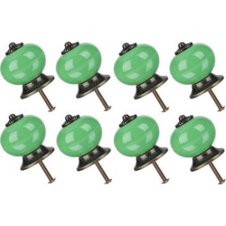 8pcs Ceramic Knobs Drawer Knob Round Pull Handle Home Door Replacement Cupboard Wardrobe Dresser Decoration Green