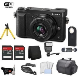 Panasonic Lumix 4k Mirrorless Micro Four Thirds Digital Camera with 12-32mm Lens (Black) Bundle with 2x 64GB Memory Cards + Carrying Case + More