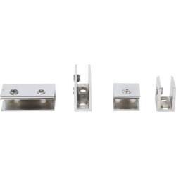Home Zinc Alloy Door Glass Clamp Brackets Fixing Clips Holder Silver Tone 4 in 1