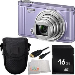 Casio Exilim Selfie Digital Camera EX-ZR3600 (Violet) 16GB Bundle 4PC Accessory Kit. Includes 16GB Memory Card + Micro HDMI Cable + Carrying Case +.