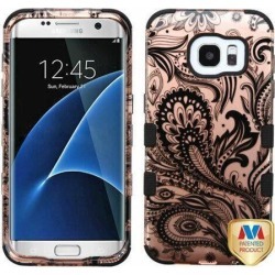 For Samsung Galaxy S7 Edge Phoenix Flower 2D Rose Gold TUFF Hybrid Phone Case