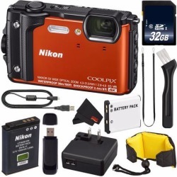 Nikon COOLPIX W300 Digital Camera (Orange) 26524 International Model + EN-EL12 Replacement Lithium Ion Battery + 32GB SDHC Class 10 Memory Card + SD