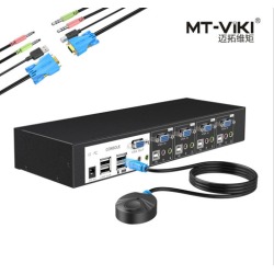4 PORT USB2.0 VGA auto KVM Switch with Audio Stero support external USB devices,350MHz, DDC function with 1.5m professional KVM cable MT-0401VK