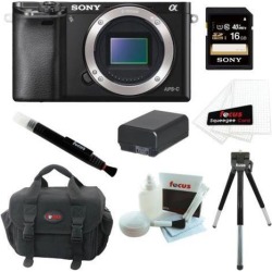 Sony a6000: Alpha a6000 ILCE-6000/B ILCE6000B 24.3 Interchangeable Lens Camera Body + Sony 16GB SDHC Card + Case + Replacement NP-FW50 Battery for.