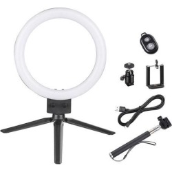 8' Dimmable LED Ring Light Floor Table Stand USB w/ Phone Holder Selfie Stick for Makeup Live Stream