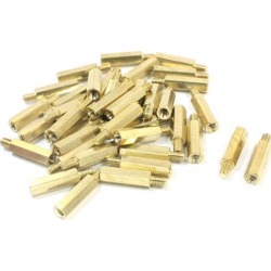 Unique Bargains M3 x 20mm x 26mm Male to Female Brass PCB Hexagonal Standoff Spacer 40Pcs