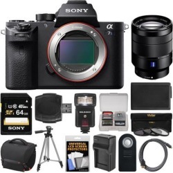 Sony Alpha A7S II 4K Wi-Fi Digital Camera Body with T* FE 24-70mm f/4 Lens + 64GB Card + Case + Flash + Battery & Charger + Tripod + Kit