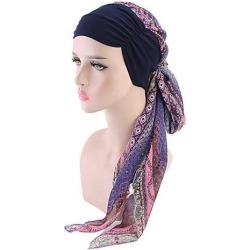 Women Cancer Hat Chemo Inner Cap Hair Loss Head Scarf Turban Wrap Purple