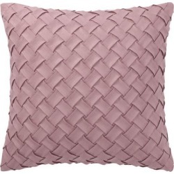Throw Pillow Cover Stylish Basket Weave Pattern Soft Solid Decorative Pillow Case Home Decor Design Cushion Cover for Sofa Bedroom Car, Pink.