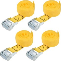 2.5M x 38mm Lashing Strap Cargo Tie Down Straps w Cam Lock Buckle 500Kg Work Load, Yellow, 4Pcs