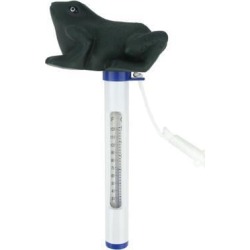 8.75' Green and White Floating Frog Swimming Pool Thermometer with Cord