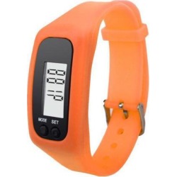 Fashion Digital LCD Pedometer Step Walking Distance Calorie Counter Wrist Watch Bracelet Orange