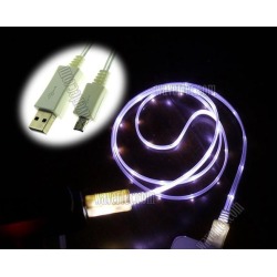 White Purple Light 3Ft 1M Illuminating Cable Micro USB Male to USB Male Data Sync & Charge for Samsung Galaxy S5 GS5 Sv G900 S3 S4 Siv LTE Note 2 II 3