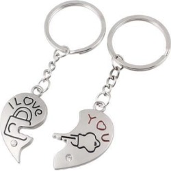Unique Bargains Unique Bargains Lovers Silver Tone Metal Lock Key Pattern Pendant Keyring Key Chain Pair