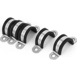 25mm EPDM Rubber Lined U Clip Cable Wire Fuel Hose Pipe Clamps 5PCS