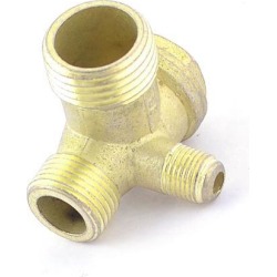 0.7' Hex Head 3 Way Air Compressor Check Valve Gold Tone