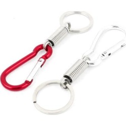 Unique Bargains 2pcs Red Silver Tone Carabiner Clip Spring Loaded Keychain Keyring Key Holder